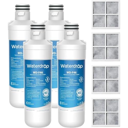 Waterdrop LT1000PC ADQ747935 Refrigerator Water Filter and Air Filter, Replacement for LG® LT1000P®, LMXS28626S, LFXS26973S, LFXS26596S, LFXS28596S,