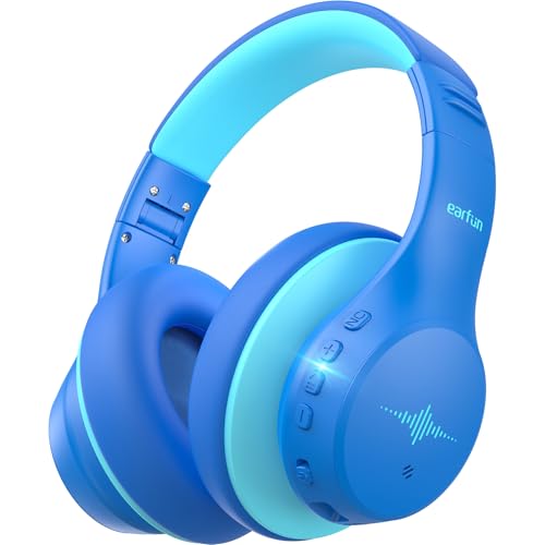 EarFun K4NC Active Noise Cancelling Headphones for Kids, 120H Playtime, 74-85-94dBA Volume Limited, Kids Bluetooth Headphones with Mic, Bluetooth 5.4,