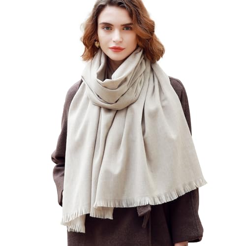 RIIQIICHY Scarfs for Women Pashmina Shawl Wraps for Evening Dresses Women Scarf for Wedding Large Winter Scarves Beige