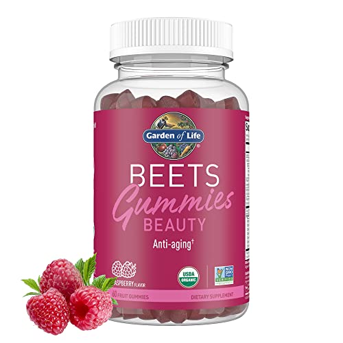 Garden of Life Organic Beet Root Gummies Made of Pectin with Antioxidants, Vitamin C, Biotin & B12 for Hair, Skin & Nails – Beets Beauty Gummies –