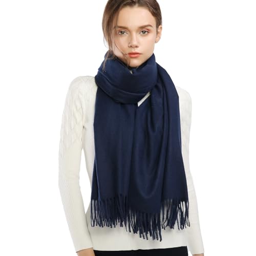 RIIQIICHY Scarfs for Women Fall Winter Pashmina Shawls and Wraps for Evening Dresses Wedding Shawl Blanket Scarves Navy