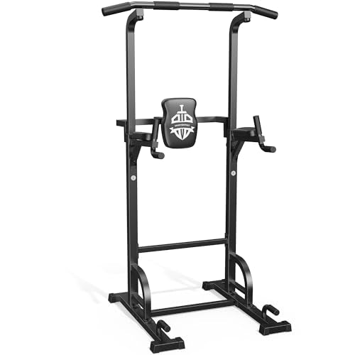 Sportsroyals Power Tower Pull Up Bar Station, 450LBS Stable Pull Up Dip Station for Home Gym Strength Training Equipment Black-01