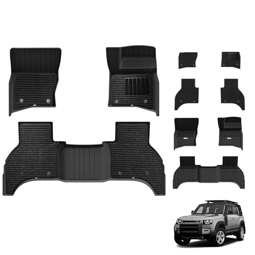 3W Double Layer Floor Mats Fit for Land Rover Defender 110 2020-2025 (Not for 7 Seat or PHEV) Pet Friendly TPE Car Mats+Carpet for LR L663, All Weathe