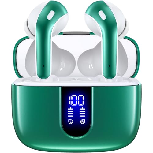 TAGRY Bluetooth Headphones True Wireless Earbuds 60H Playback LED Power Display Earphones with Wireless Charging Case IPX5 Waterproof in-Ear Ear buds