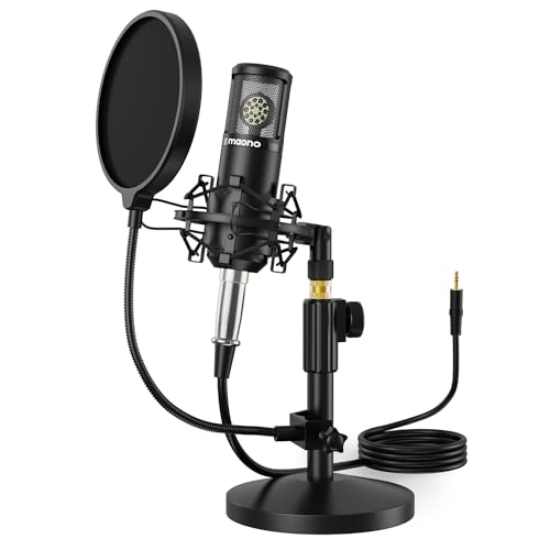 MAONO Condenser Microphone with 25mm Large Diaphragm, Professional Cardioid Studio Condenser Recording Mic with 3.5mm XLR for podcasting, Streaming, S