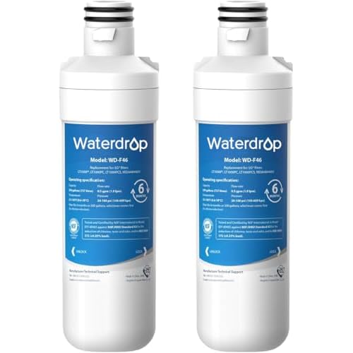 Waterdrop LT1000PC ADQ747935 MDJ64844601 Refrigerator Water Filter, Replacement for LG® LT1000P®, ADQ74793501, ADQ74793502, Kenmore 46-9980, 9980, P