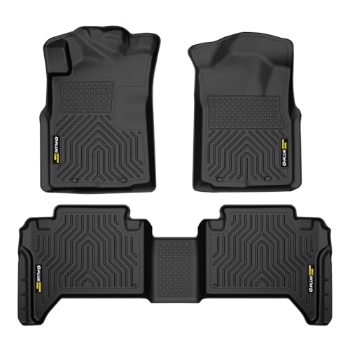 G-PLUS TPE Floor Mats Cargo Liners Black Compatible with Toyota Tacoma Double Cab 2005-2015 All Weather Full Cover Protection 1st & 2nd Row Floor Line