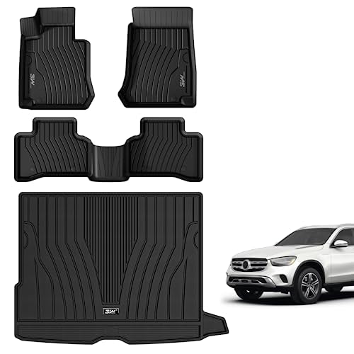 3W Floor Mats and Cargo Liner Compatible for Mercedes Benz GLC 2016-2022, TPE All Weather Custom Fit GLC300-GLC350e-GLC43 AMG-GLC63 AMG-GLC63 AMG S Ca