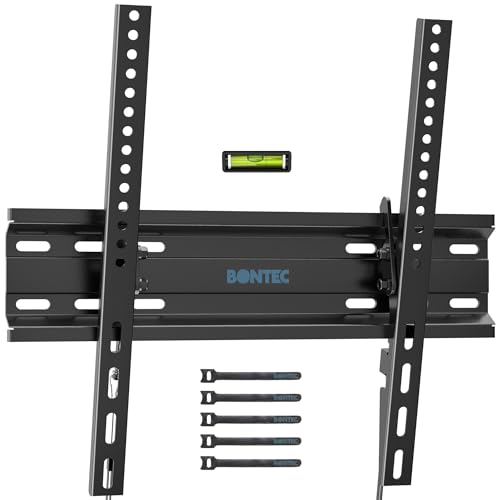 BONTEC TV Wall Mount Tilting for 23-60 inch TVs, Low Profile Design, Max VESA 400x400mm, Holds up to 115lbs, TV Mount for LCD LED OLED Flat Screens, F