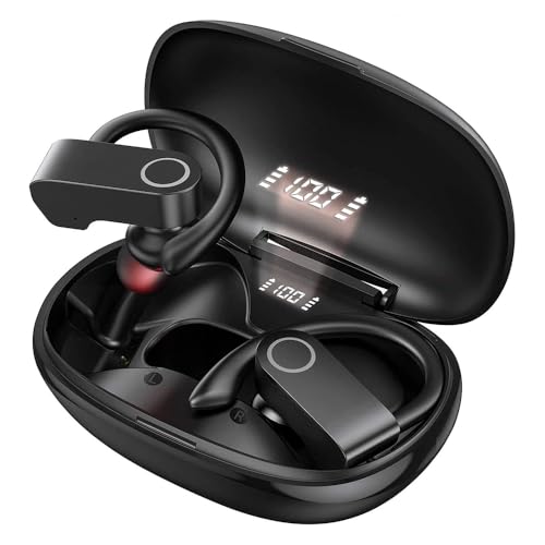 Vislla Wireless Earbuds, Bluetooth Headphones,11H Playback time on a Single Charge, in-Ear Earphones with Earhooks Built-in Microphone Waterproof Spor