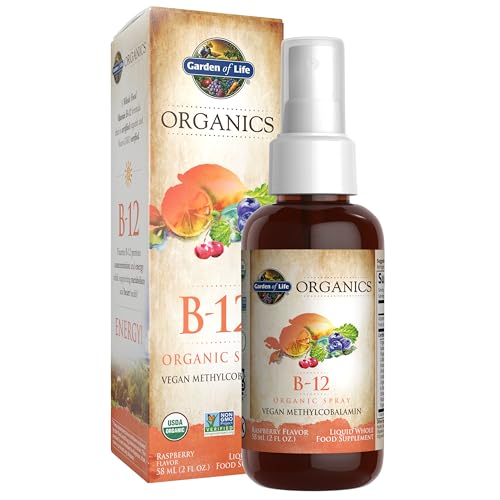 Garden of Life Organics B12 Vitamin - Whole Food B-12 for Metabolism and Energy, Raspberry, 2oz Liquid Raspberry 2 Fl Oz (Pack of 1)