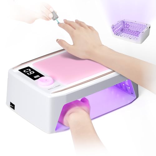 krofaue 380W UV Nail Lamp with Automatic Sensor Professional Rechargeable Nail Dryer for Gel Polish with Detachable Arm Rest, 6 Timer Settings UV Ligh