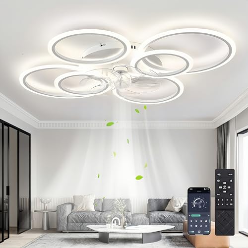 Deckenventilator Mit Beleuchtung Und Fernbedienung,85W,6800LM Lampe Mit Ventilator,100cm Led Dimmbar Deckenleuchte Mit Ventilator,6-Gang,Timer Ceiling