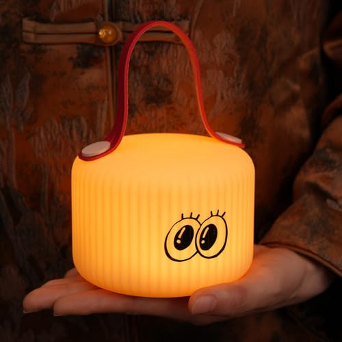 Cute Lantern Night Light, Big Eyes Lantern Night Lamp for Kids Bedroom USB Rechargeable Lamps 2 Brightness Levels, Nursery Bedside Delay-Off Nightligh