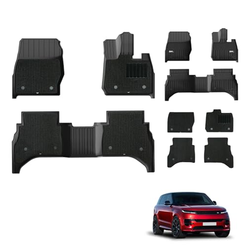 3W Double Layer Floor mats Fit for Range Rover Sport 2023-2025 & Range Rover SE-HSE 2022-2025, All Weather TPE Floor Liner with Carpets, Waterproof An
