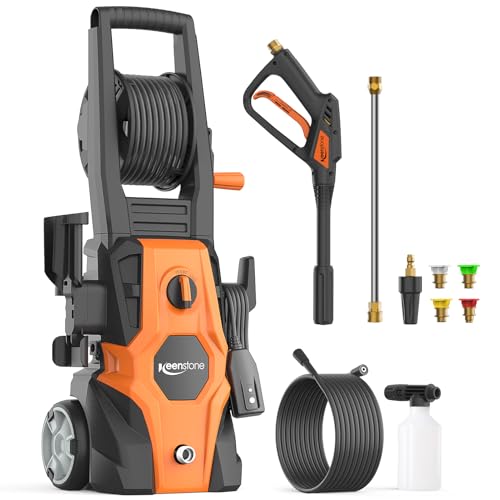 Electric Pressure Washer, Power Washer with Steel Wand, 5-Nozzle Set, Foam Cannon for Cars-Fences-Driveways-Home-Patios Cleaning