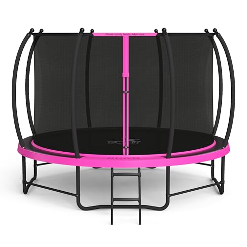 BCAN 8FT 10FT 12FT 14FT 15FT 16FT Recreational Trampoline with Enclosure for Kids Adults, ASTM Approved, Outdoor Trampolines with Ladder for Kids 14FT