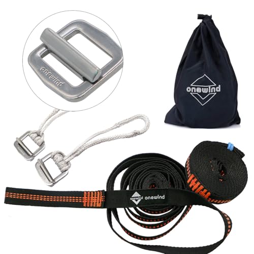onewind Tree Straps – Camping Hammock Tree Swing Straps Durable Lightweight Set Compact & Easy to Set Up (Orange-N) 12 Feet Orange 12'