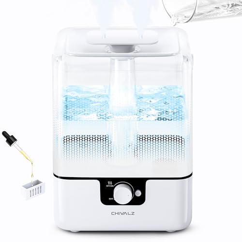 CHIVALZ 6L Humidifiers for Bedroom Large Room Home, Cool Mist Top Fill Humidifiers for Baby Nursery and Plants, 26dB Quiet, Nightlight, Up to 50 Hours