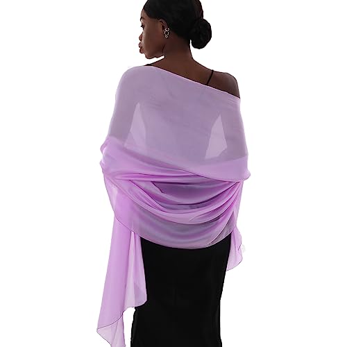 Womens Scarf Pashmina Shawls and Wraps for Evening Dresses Like Chiffon Silk Scarf for Bridal Wedding Light Purple