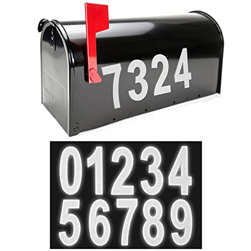 Reflective Mailbox Numbers for Outside - 7 Sets (3" x 4" & 2" x 3"), Vinyl Die Cut House Number Stickers, Waterproof Self Adhesive Decal for Farmhouse