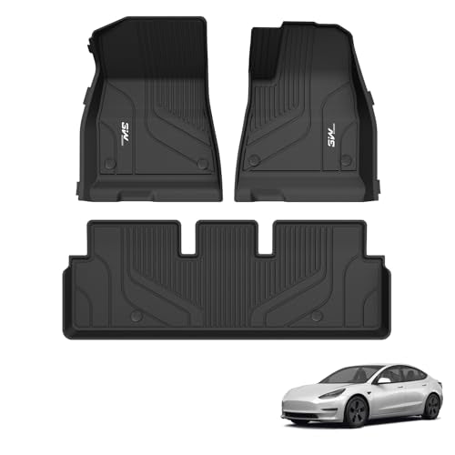3W Floor Mats Fit for Tesla Model 3 2019-2023, TPE Dog Friendly Floor Liner, Custom Fit Tesla Model 3 Car Mats, All Weather Waterproof Non Slip Easy t