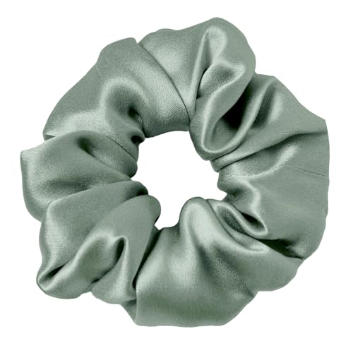 LILYSILK Silk Hair Scrunchies for Frizz & Breakage Prevention 100% Mulberry Silk Hair Ties No Damage Elastic Silk Ponytail Holders 1Pc, Avocado Green