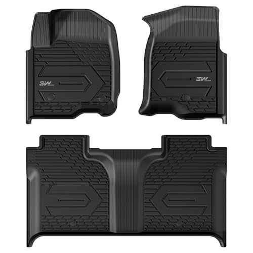 3W Floor Mats Fit for 2019-2025 2026 Chevy Silverado-GMC Sierra Denali 1500 & 2020-2025 2026 GMC Sierra 2500-3500 HD Crew Cab TPE All Weather Floor Li