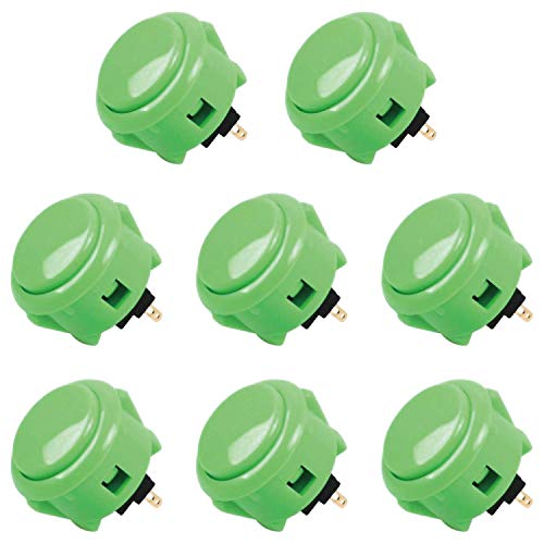 SANWA 8 pcs OBSF-30 Original Push Button 30mm - for Arcade Jamma Video Game & Arcade Joystick Games Console (Green) S@NWA 30mm Green