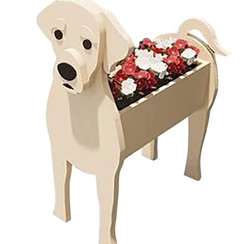 MADEI Cute Dog Planter Plant Pot,Pomeranian Schnauzer Plant Container Rack for Outdoor Indoor Plant Storage Containers for Plants and Stuff (Small,Lab