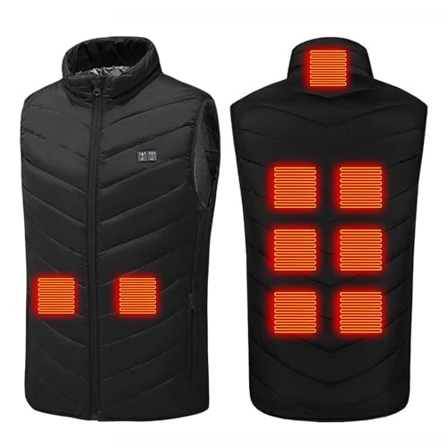 Heated Vest for Men Women, Dual Control 9 Heating Zones USB Electric Puffer Vest, Lightweight Winter Outerwear Jacket Black Medium