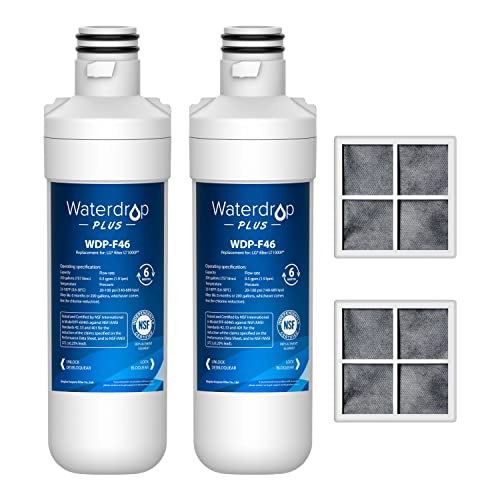 Waterdrop Plus LT1000PC ADQ747935 NSF 401 Refrigerator Water Filter and Air Filter, Replacement for LG® LT1000P®, LT-1000PC, LRFXC2406S, LMXS28596S,
