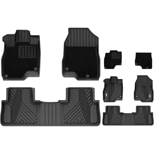 3W Floor Mats&Front Carpets Fit Acura RDX 2019-2024 2025 TPE All Weather Custom Fit Floor Liner for Acura RDX 1st and 2nd Row Full Set Car Liners Blac