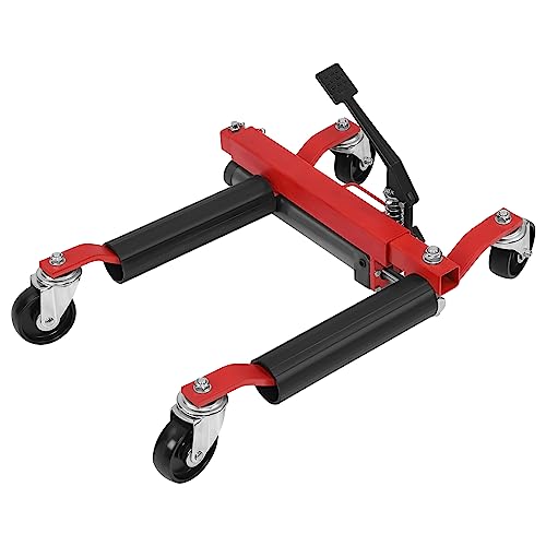 Garvee 1500lbs Car Wheel Dolly Car Skates Mechanic Vehicle Positioning Tire Jack Ratcheting Foot Pedal Lift Car Wheel Dolly Heavy Duty