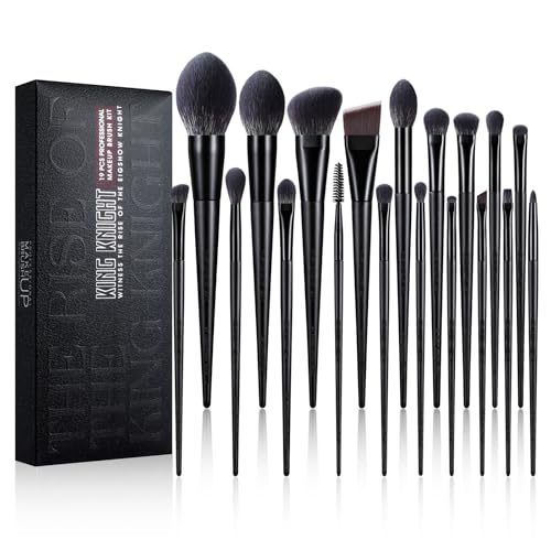 Brochas de Maquillaje, EIGSHOWBEAUTY 19 PCS Makeup Brush Set Premium Synthetic Powder Foundation Contour Blush Concealer Eye Shadow Blending - Negro 1