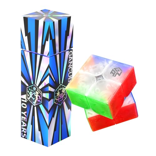 GAN 251 M Leap 10th Anniversary Special Edition, 2x2 Speed Cube Magnetic Mini Brain Teaser 56 Magnets Puzzle Fidget Toy for Kids Adults