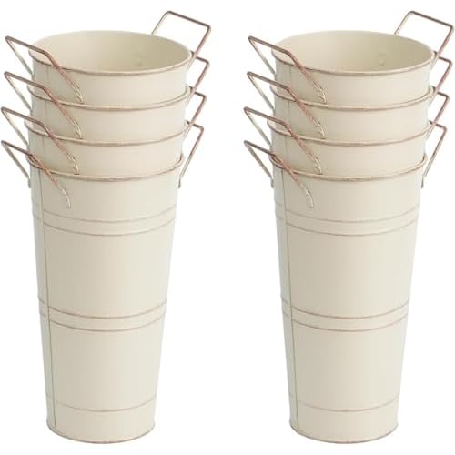 Notakia 10.62 Inch Galvanized Metal Vases Farmhouse French Flower Bucket Vases for Cut Flowers for Home Decor and Wedding Table Centerpiece Decoration