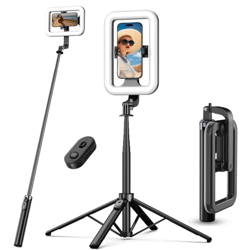 M MYBAT PRO Selfie Ring Light with 72" Tripod Stand - Extendable Selfie Stick with Light for Phone, Live Streaming, Makeup, Travel, Gaming, Video, Inc