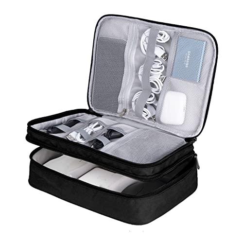 LENTION Cable Electronics Organizer Bag Pouch, Travel Accessories Carry Case Waterproof Double Layers All-in-One Storage Bag Carrying for Cord, Charge