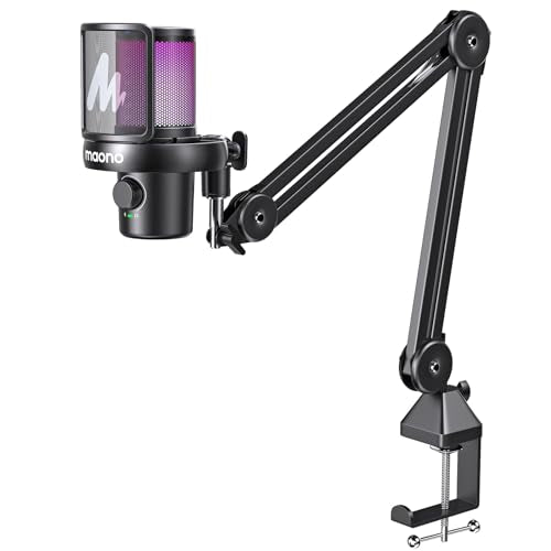 MAONO DM40 Wireless Gaming Microphone with Boom Arm BA37,Black