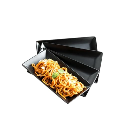 LAUCHUH Serving Platters, 10” Porcelain Serving Tray Sushi Plates Rectangular Platters for Halloween Gifts, Sushi, Dessert Cake, Appetizers, Meat, M