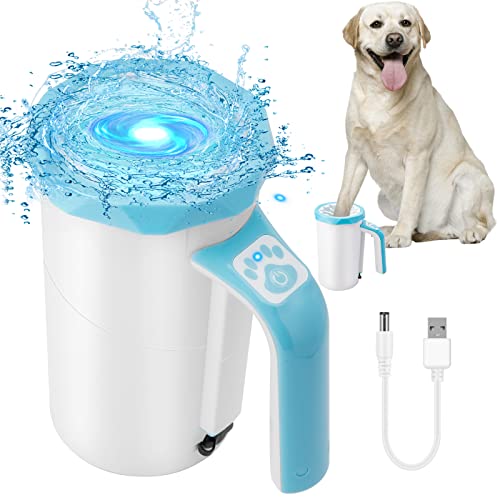 Rechargeable Automatic Dog Paw Cleaner, Dog Paw Washer Cup, 2 in 1 Portable Pet Paw Cleaner with Soft Silicone Brush, 7.4V High Power, Dog Foot Washer