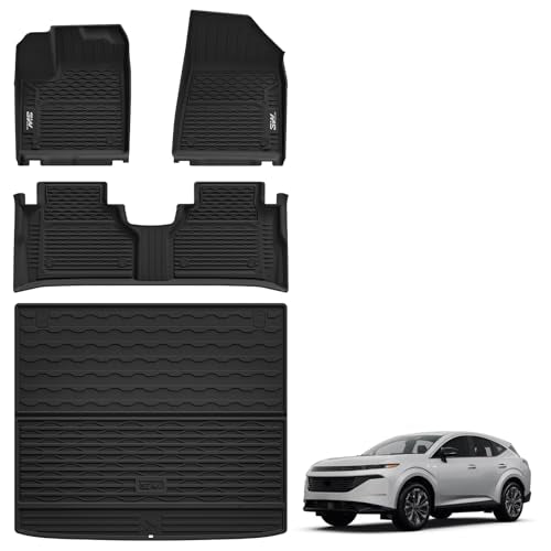 3W Floor Mats & Cargo Liner Fit Nissan Murano 2025, All Weather TPE Non-Slip Custom Fit Floor Liners Set for Murano, Heavy Duty Automotive Protection
