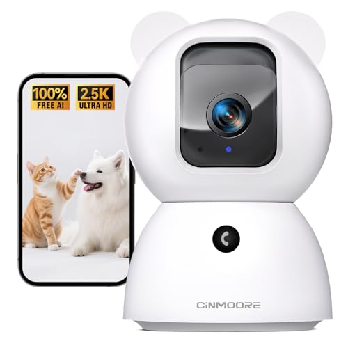 2.5K Security Camera Indoor, Non-Subscription AI Person-Pet-Cry Detection, 4MP Pet-Dog-Cat Camera w-Phone App, Pan Tilt 2.4GHz WiFi Cameras for Home S