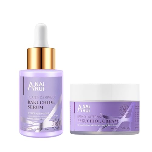 ANAI RUI Bakuchiol Luxe Duo,Bakuchiol Face Cream Moisturizer - Anti-Aging Night Cream +Bakuchiol Face Serum