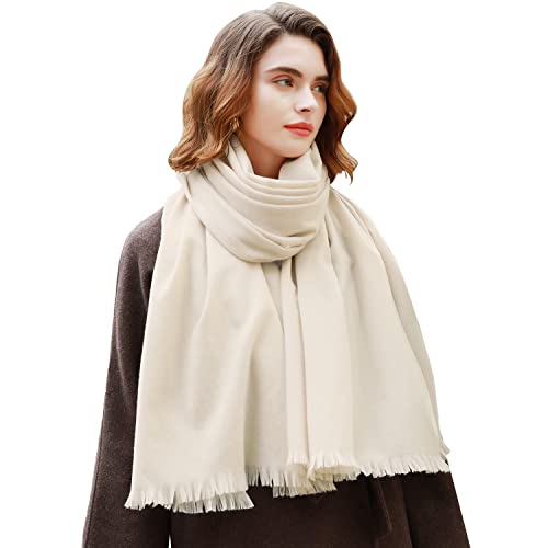 RIIQIICHY Scarfs for Women Pashmina Shawl Wraps for Evening Dresses Women Scarf for Wedding Large Winter Scarves Cream