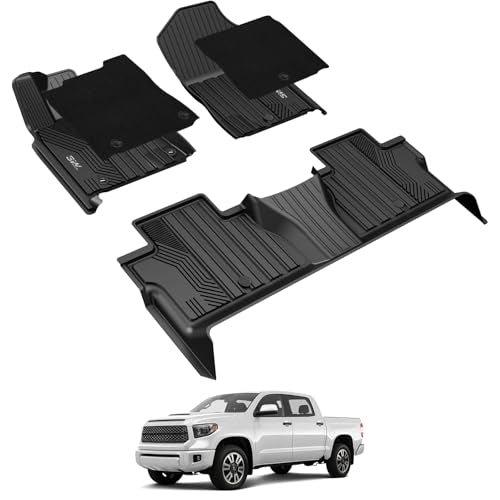 3W Floor Mats & Carpet Fit Toyota Tundra 2014-2021 (Only for CrewMax Cab) TPE All Weather Custom Fit Floor Liner for Toyota Tundra 1st and 2nd Row Ful