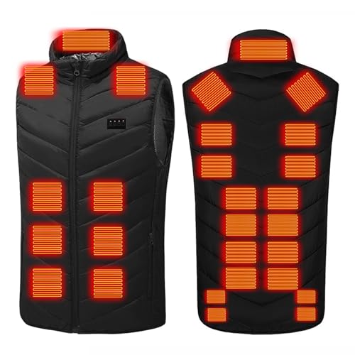 Heated Vest for Men Women, 4 Control 27 Heating Zones USB Electric Puffer Vest, Lightweight Winter Outerwear Jacket Black 3X-Large