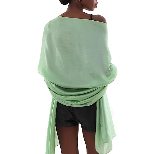 Womens Scarf Pashmina Shawls and Wraps for Evening Dresses Like Chiffon Silk Scarf for Bridal Wedding Green