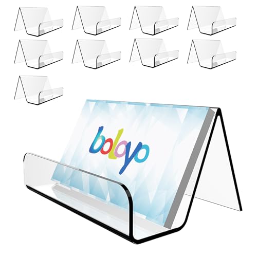 Boloyo Acrylic Business Card Holder for Desk , 10PC Business Card Display Stand Desktop Name Card Organizer Capacity 60 Cards